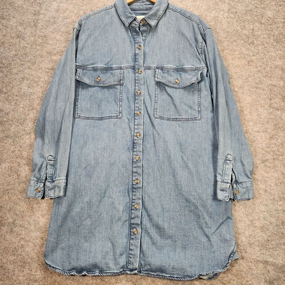 Universal Thread Denim Tunic Top Dress Womens Large Blue Casual Cottagecore